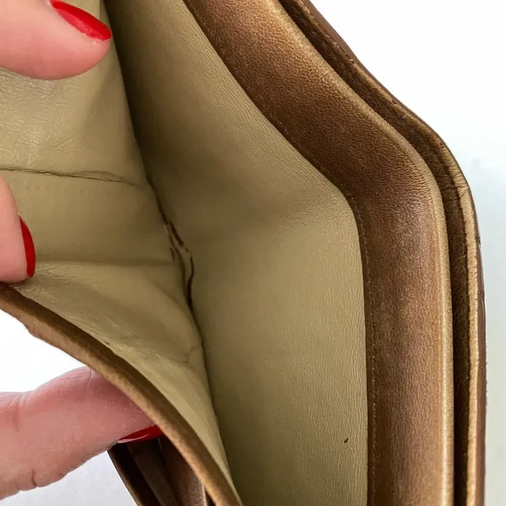 Bottega Veneta Intrecciato tan leather retro wallet